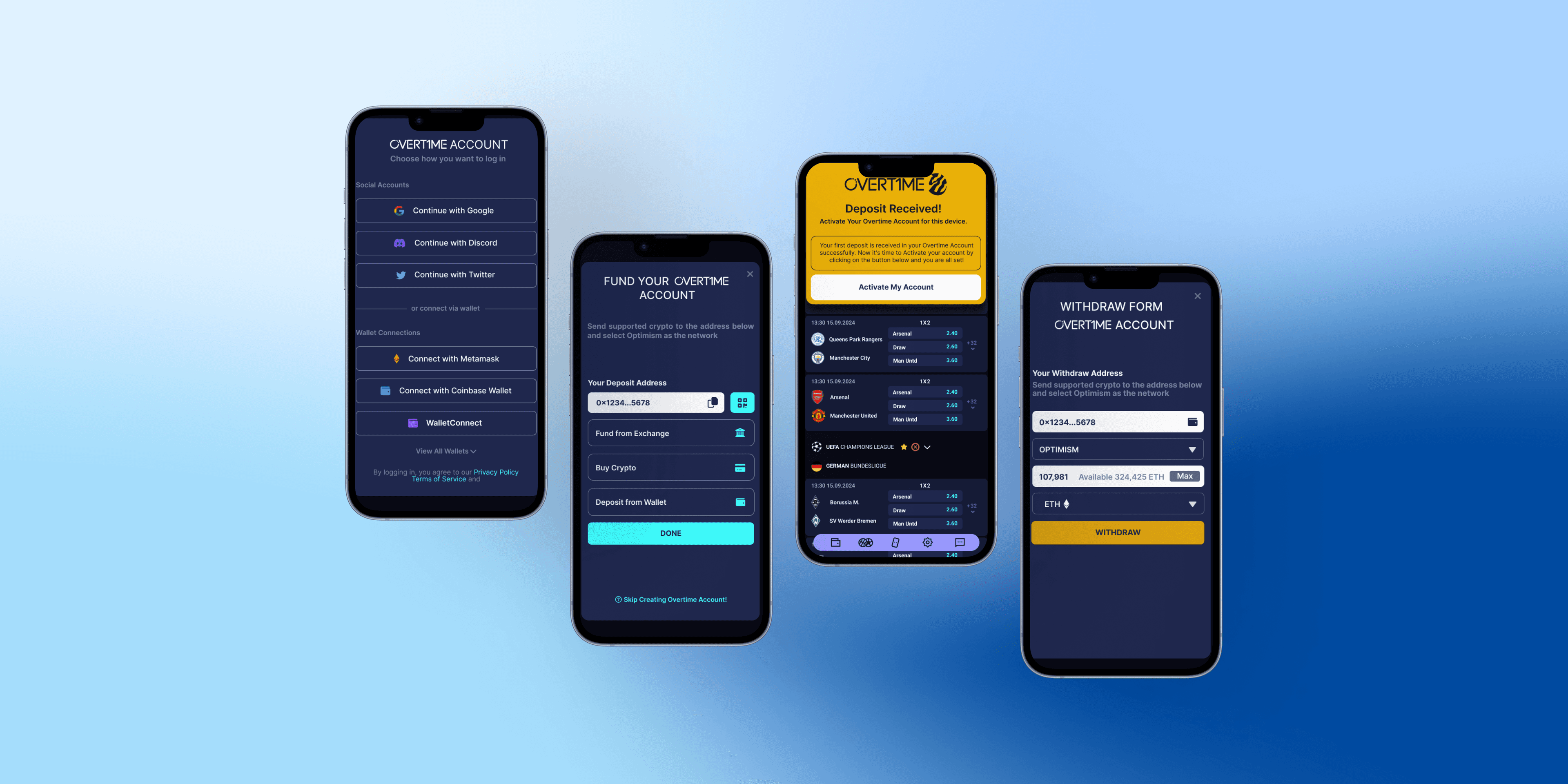 Overtime betting interface showcase