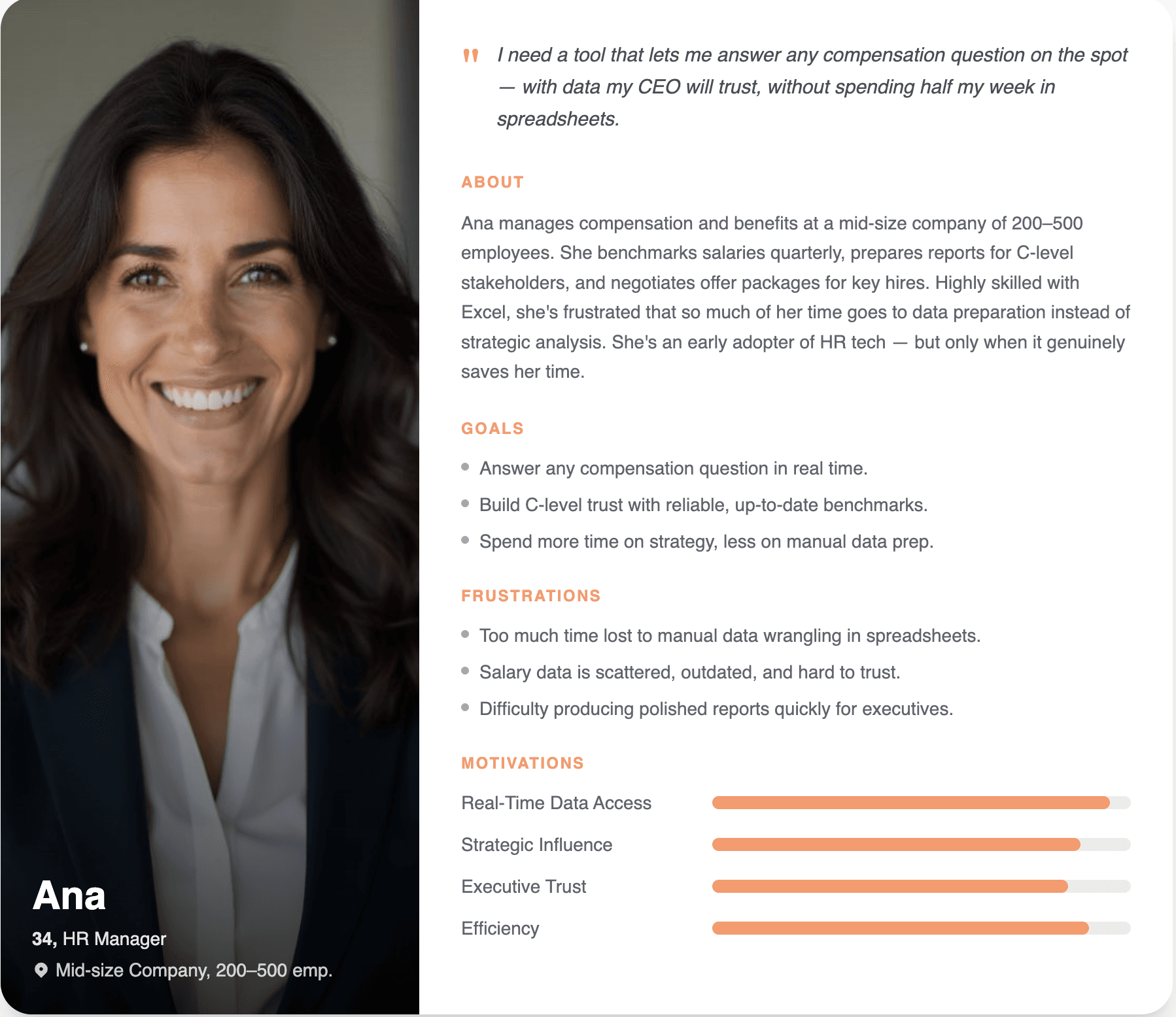 Primary persona - Ana, HR Manager